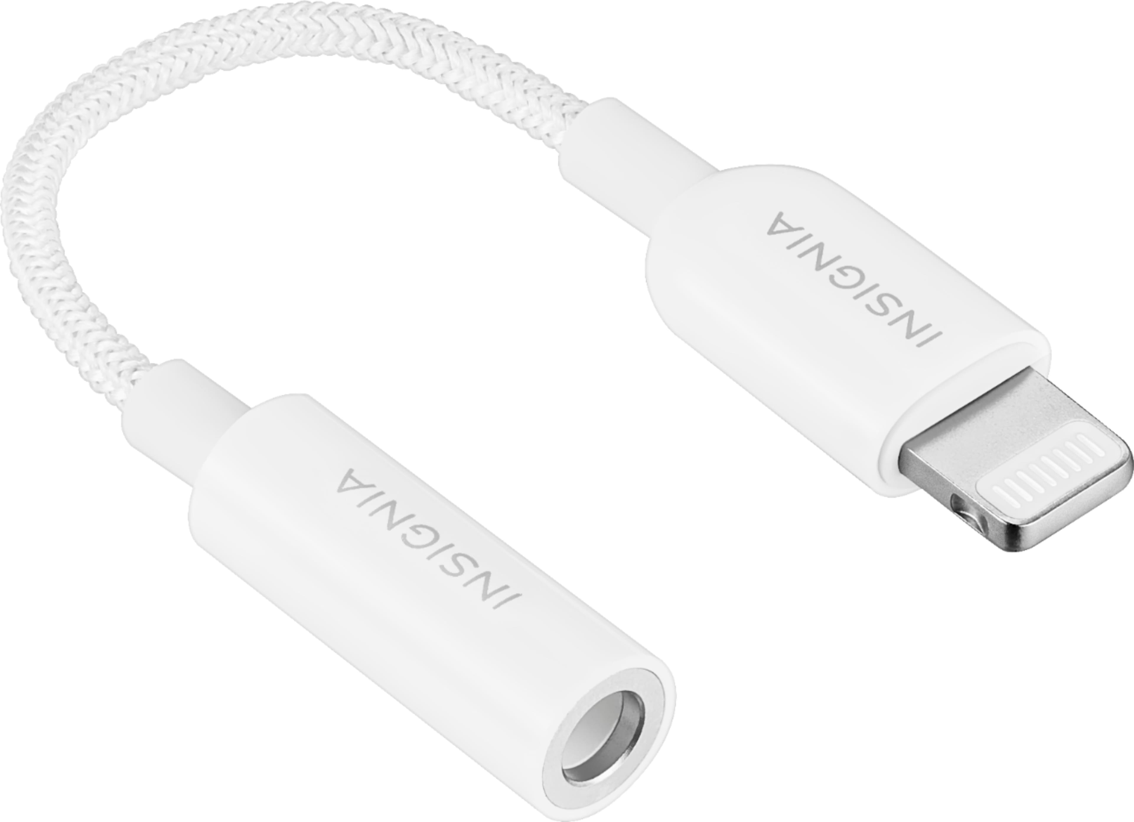 Angle. Insignia™ - Lightning to 3.5 mm Headphone Adapter - White.