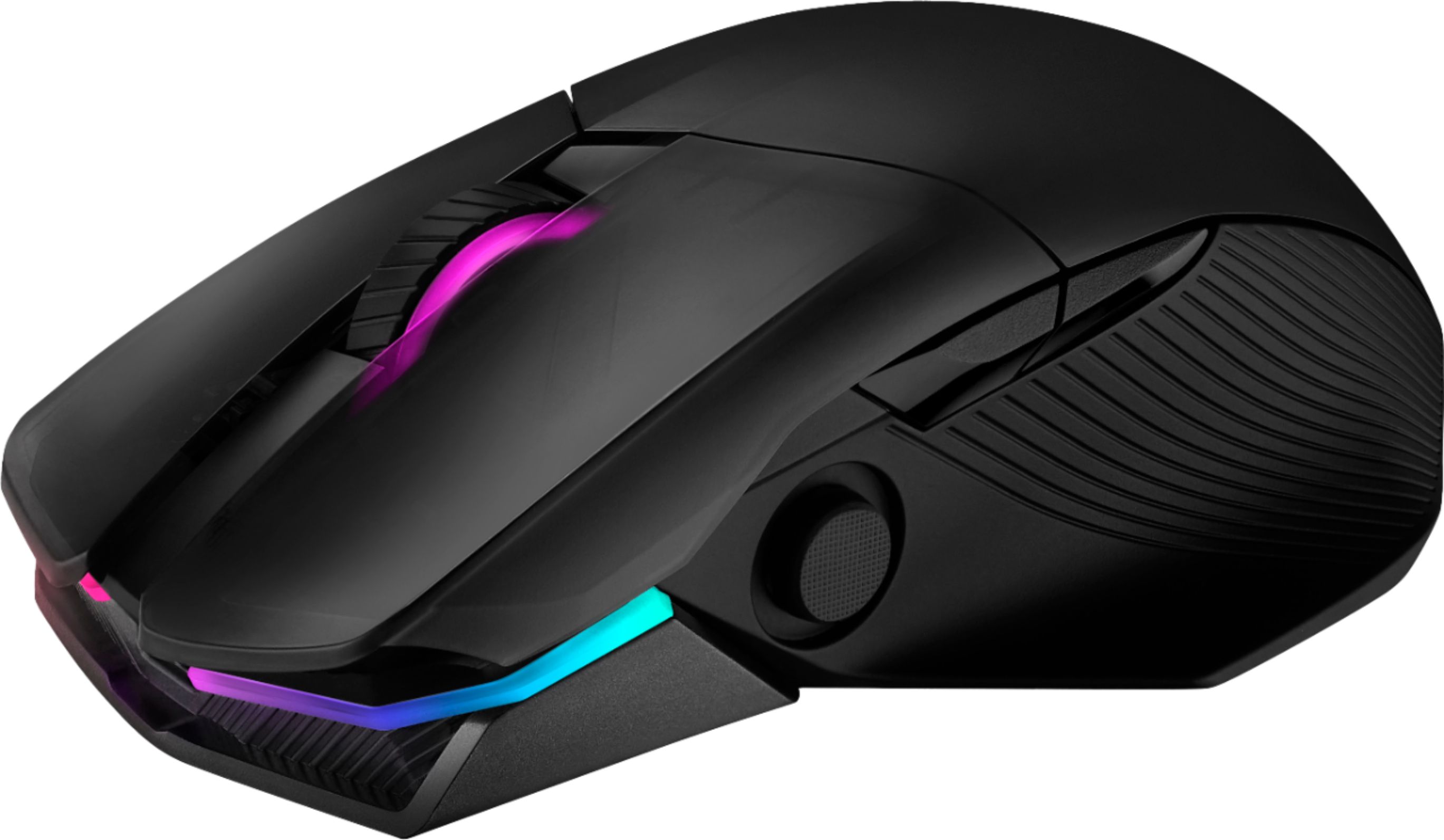 Angle View: ASUS - ROG Chakram Bluetooth Optical Gaming Right-Handed Mouse with Aura Sync lighting - Translucent Black