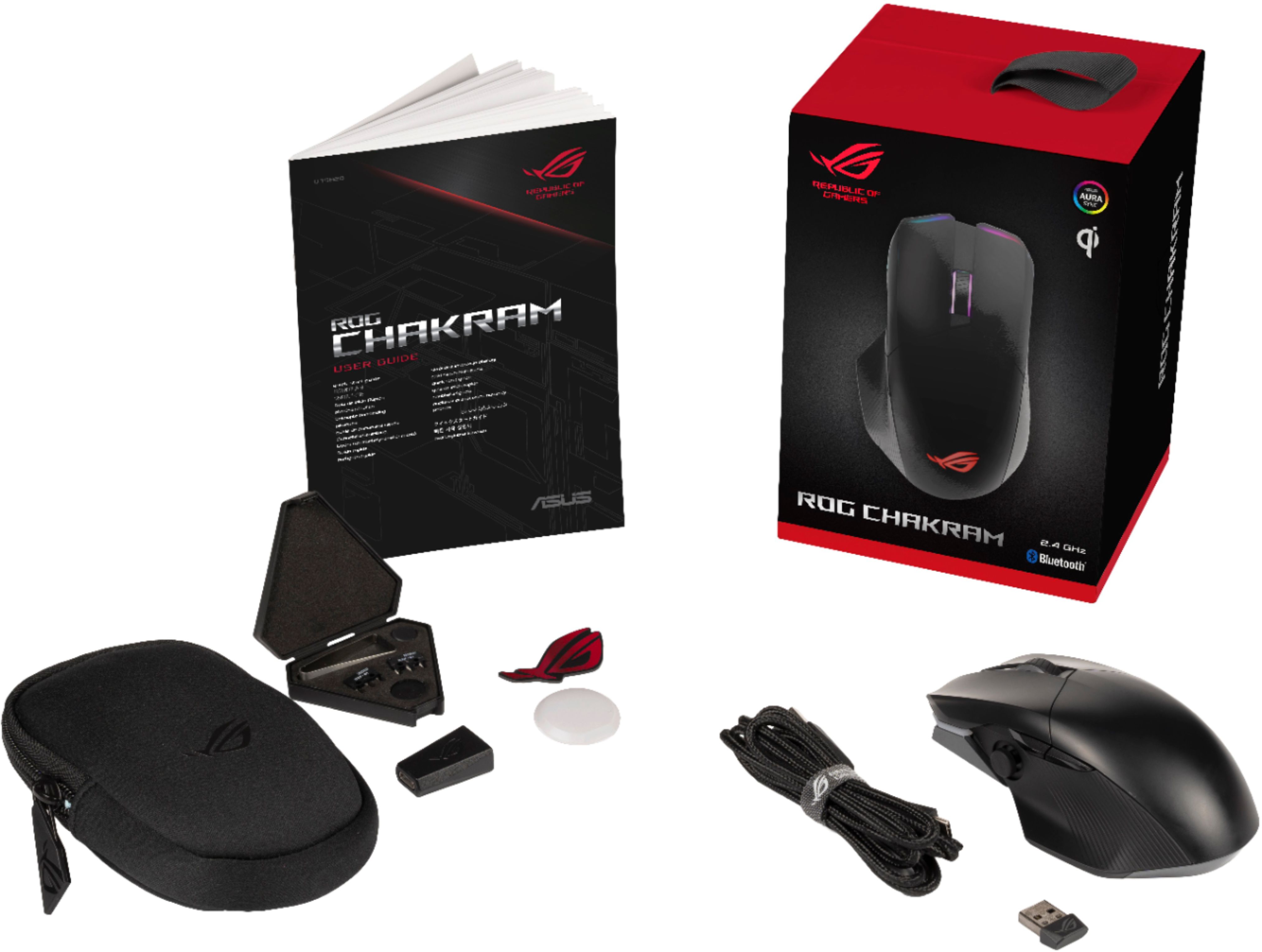 Asus Rog Chakram Bluetooth Optical Gaming Mouse With Aura Sync Lighting Translucent Black Rog Chakram Best Buy