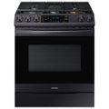 Samsung - 6.0 cu. ft. Front Control Slide-In Gas Convection Range with Air Fry & Wi-Fi, Fingerprint Resistant - Black Stainless Steel