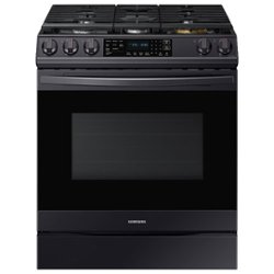 Samsung - 6.0 cu. ft. Front Control Slide-In Gas Convection Range with Air Fry & Wi-Fi, Fingerprint Resistant - Black Stainless Steel - Front_Zoom