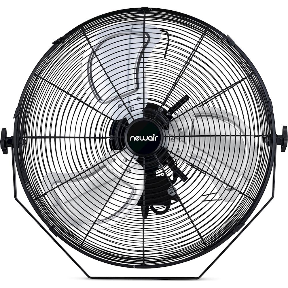NewAir - 4000 CFM 18" Outdoor High Velocity Wall Mounted Fan with 3 Fan Speeds and Adjustable Tilt Head - Black