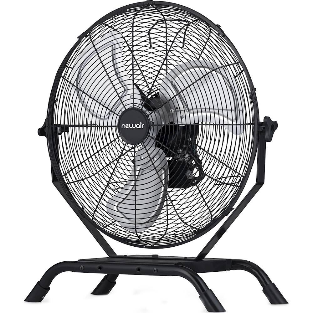 Left. NewAir - 4650 CFM 20" Outdoor High Velocity Floor or Wall Mounted Fan with 3 Fan Speeds and Adjustable Tilt Head - Black.