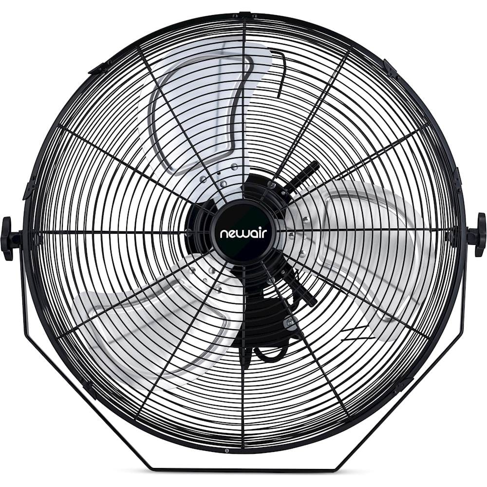 NewAir - 4650 CFM 20" Outdoor High Velocity Wall Mounted Fan with 3 Fan Speeds and Adjustable Tilt Head - Black - Front_Zoom