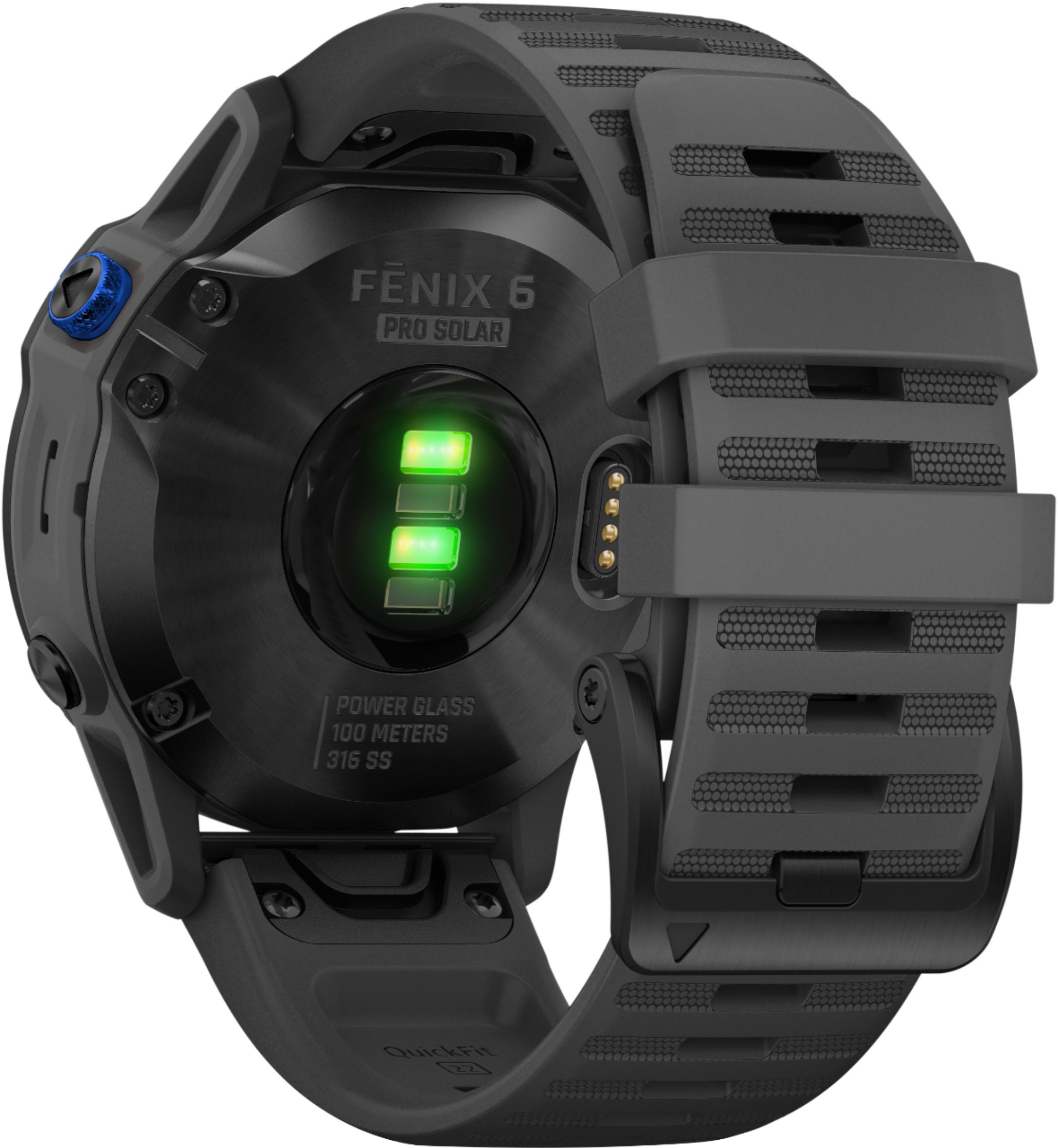 Back View: Garmin - Fenix 6 Pro Solar GPS Smartwatch 33mm Fiber-Reinforced Polymer - Black