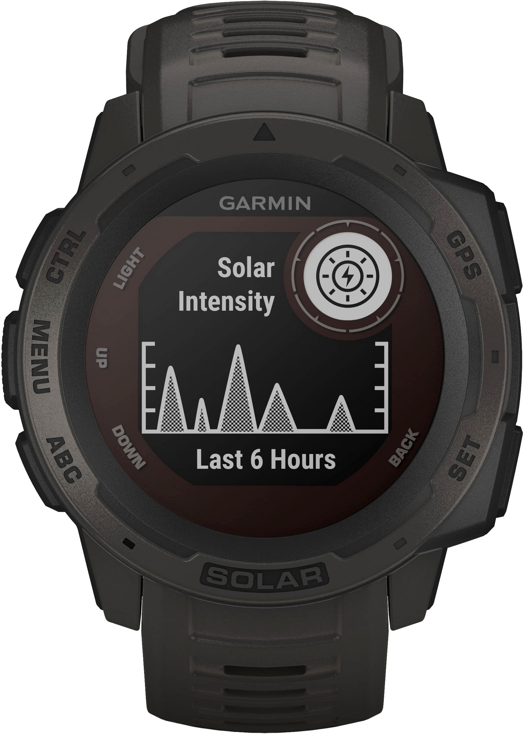 Front. Garmin - Instinct Solar Smartwatch 45mm Fiber-Reinforced Polymer - Graphite.
