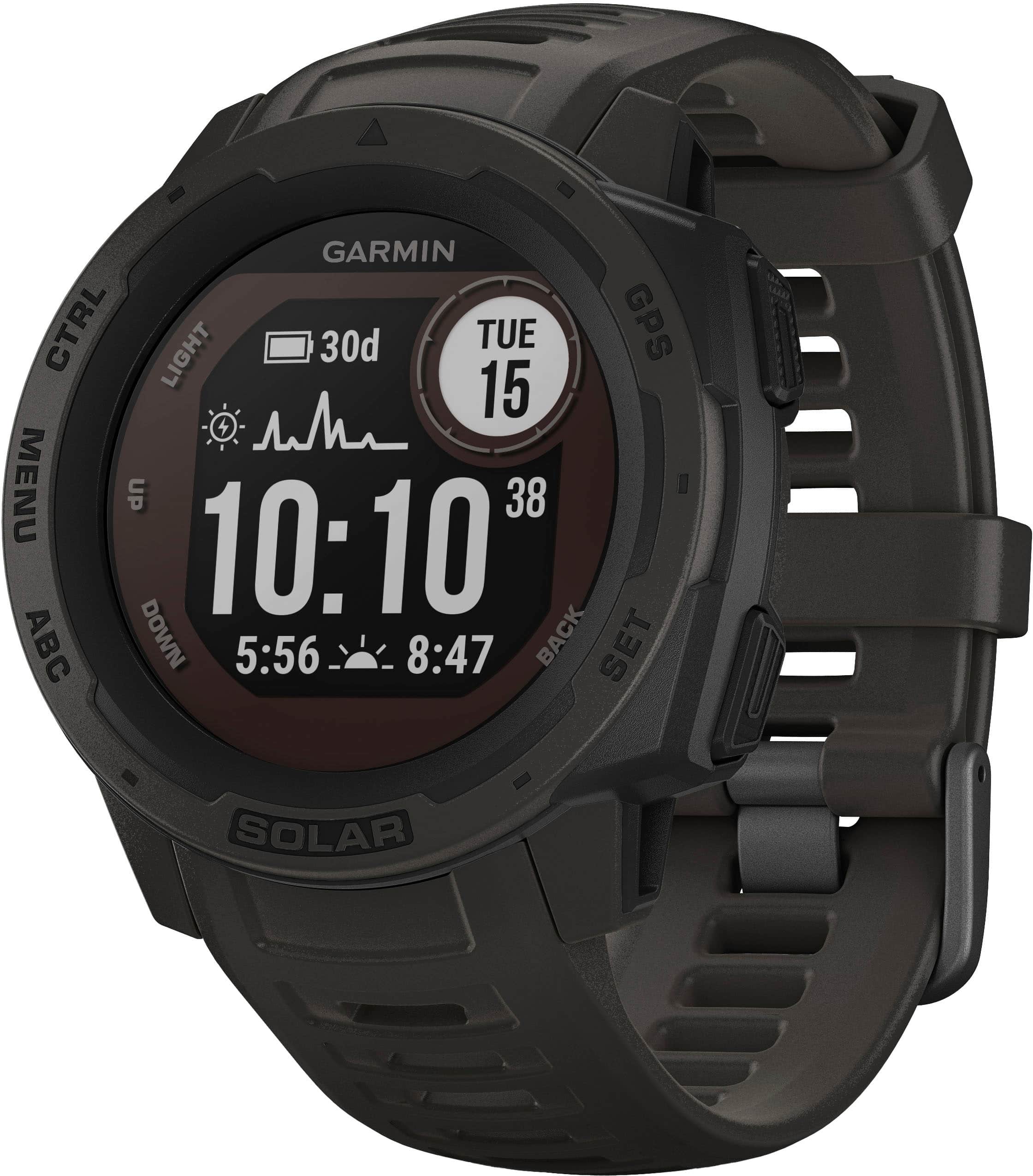 Left. Garmin - Instinct Solar Smartwatch 45mm Fiber-Reinforced Polymer - Graphite.