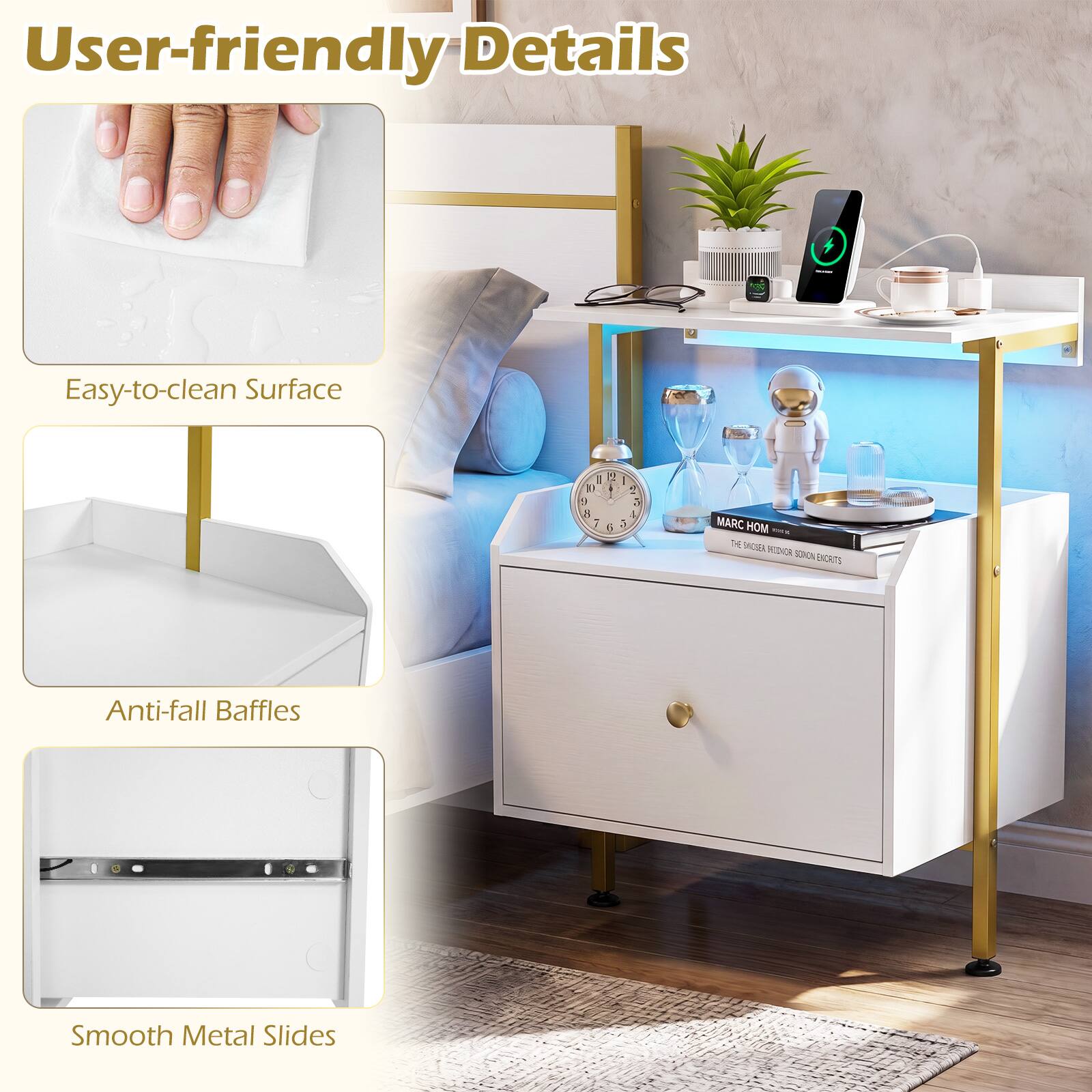 User-friendly Details

Easy-to-clean Surface

Anti-fall Baffles

Smooth Metal Slides