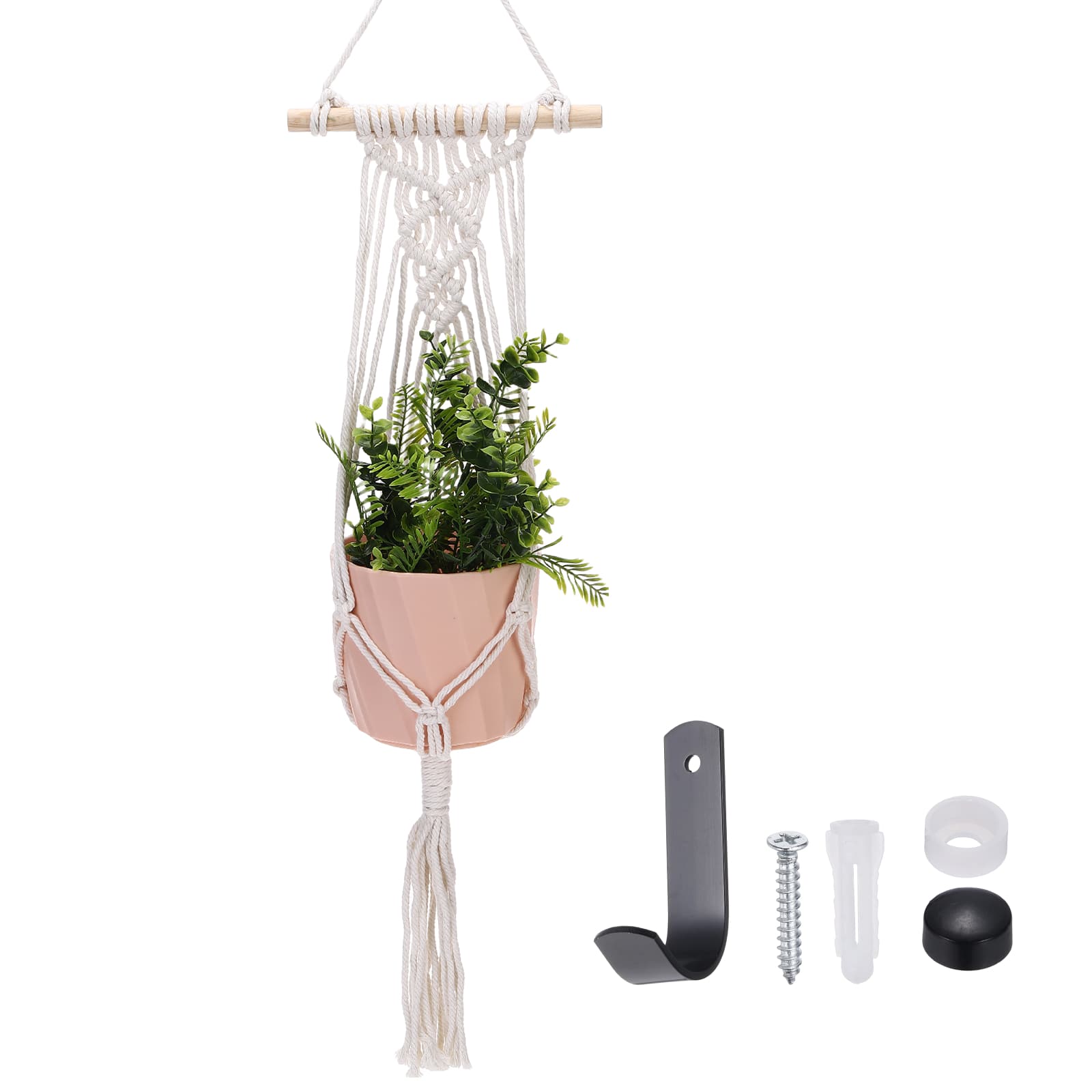 Unique Bargains - Macrame Plant Hanger, 34 Inch Hanging Planter w/ Hook Tassels Decorative Crochet Cotton Rope for Home Decor, Woven Style - Beige price history on PriceWatchPro