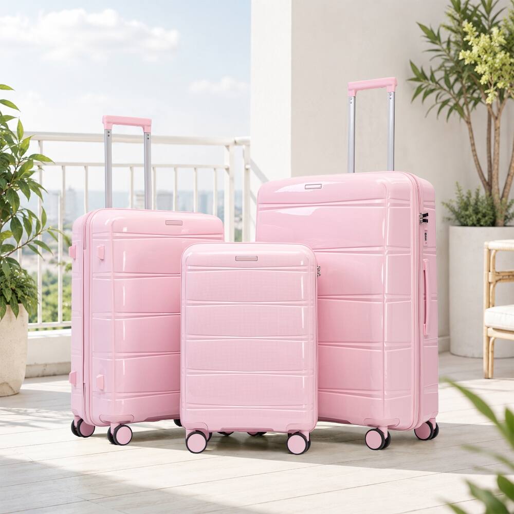 Alt View 10. Ropilly - Ropilly 3 Piece Luggage Set Pink Hard Shell Suitcase Set with Spinner Wheels - Pink.
