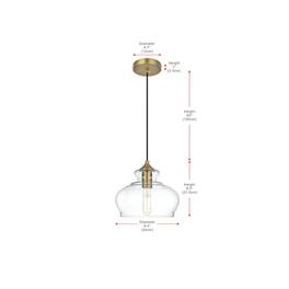 Living District - Destry 9.5 Inch Pendant Clear Shade in Satin Gold - Satin Gold And Clear