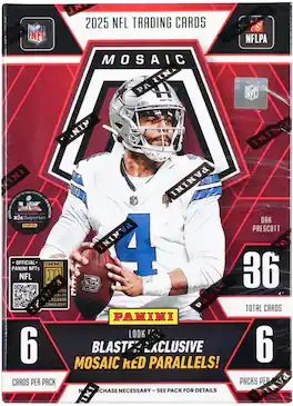 Panini - 2025 Mosaic Football 6-Pack Hobby Blaster Box (1 Green Mosaic Per Blaster Box)