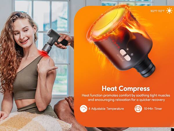 Heat Compress

Heat function promotes comfort by soothing tight muscles and encouraging relaxation for a quicker recovery

4 Adjustable Temperature

10-Min Timer

102°F-113°F