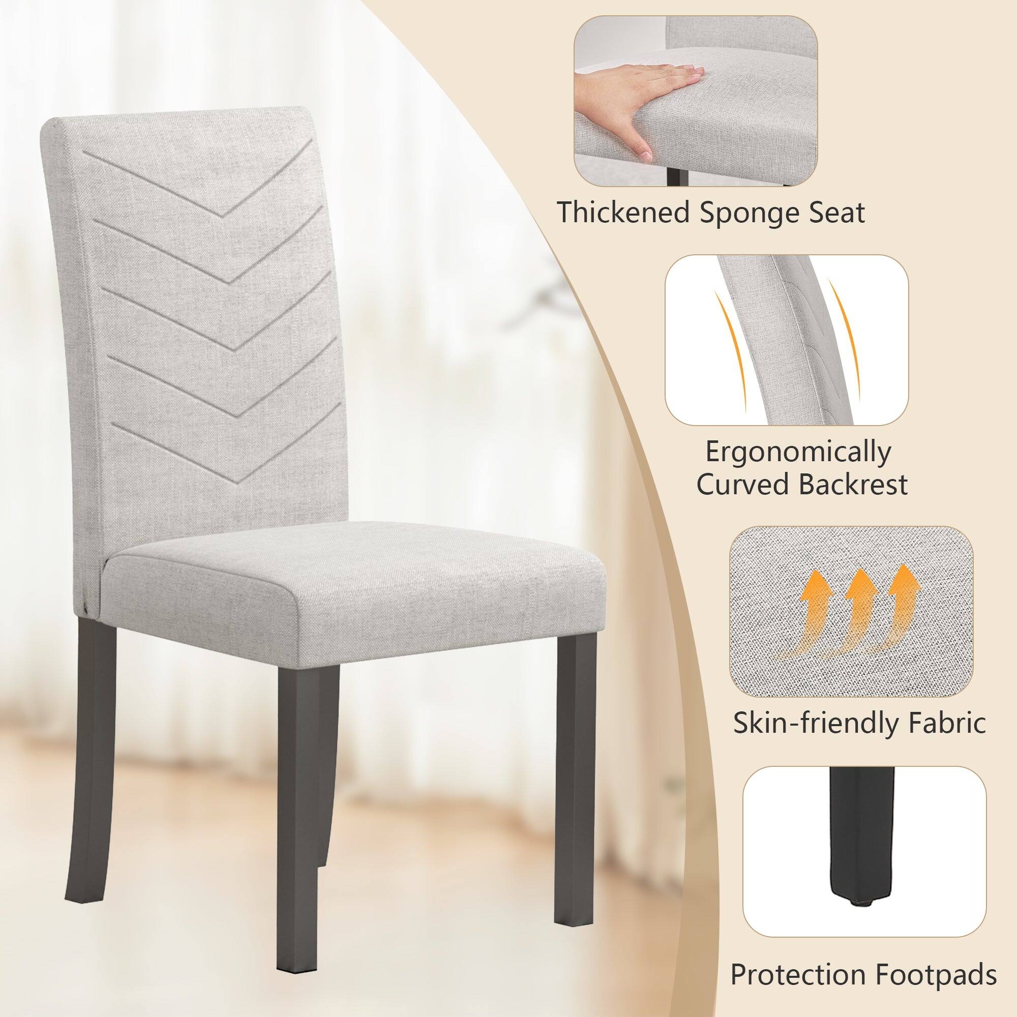 - Thickened Sponge Seat
- Ergonomically Curved Backrest
- Skin-friendly Fabric
- Protection Footpads