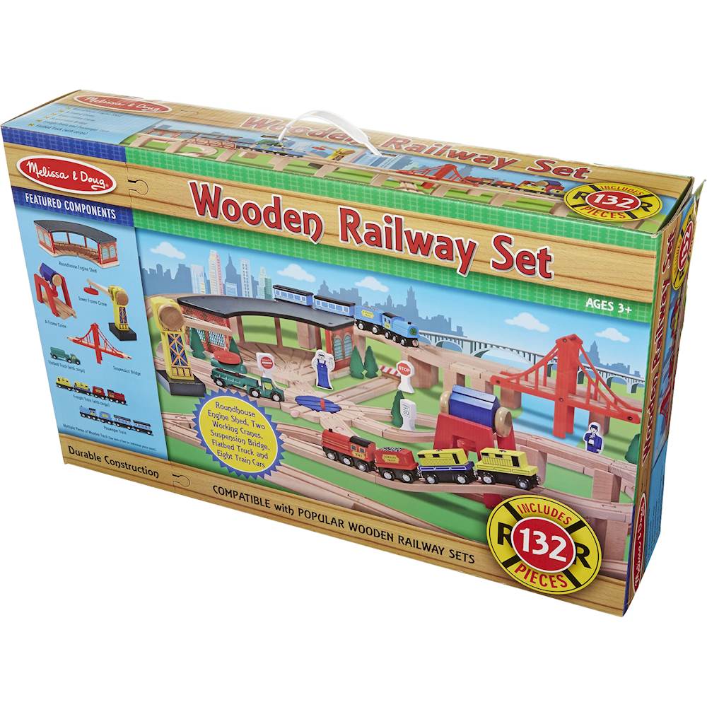 Melissa & Doug 701 Wooden Railway Set 130 Pieces for sale online