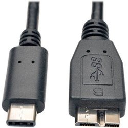 Tripp Lite - 3' Micro-USB-to-USB Type C Cable - Black - Front_Zoom