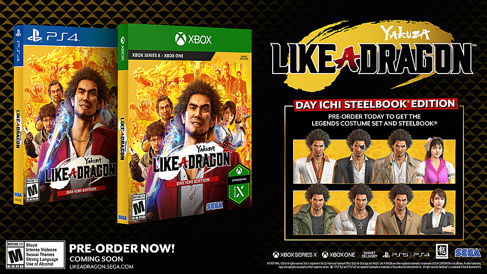 Left View: Yakuza: Like a Dragon - Day One Edition, Sega, Xbox Series X, Xbox One