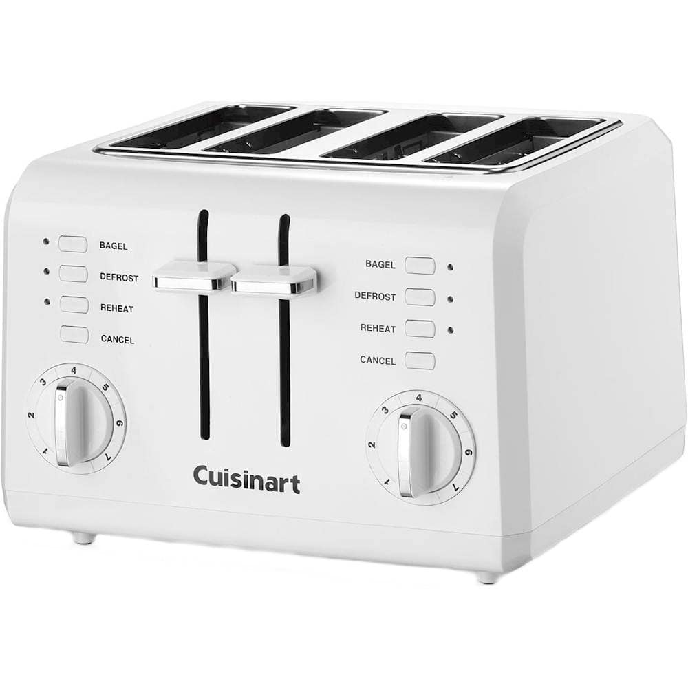 Left. Cuisinart - 4-Slice Wide-Slot Toaster - White.