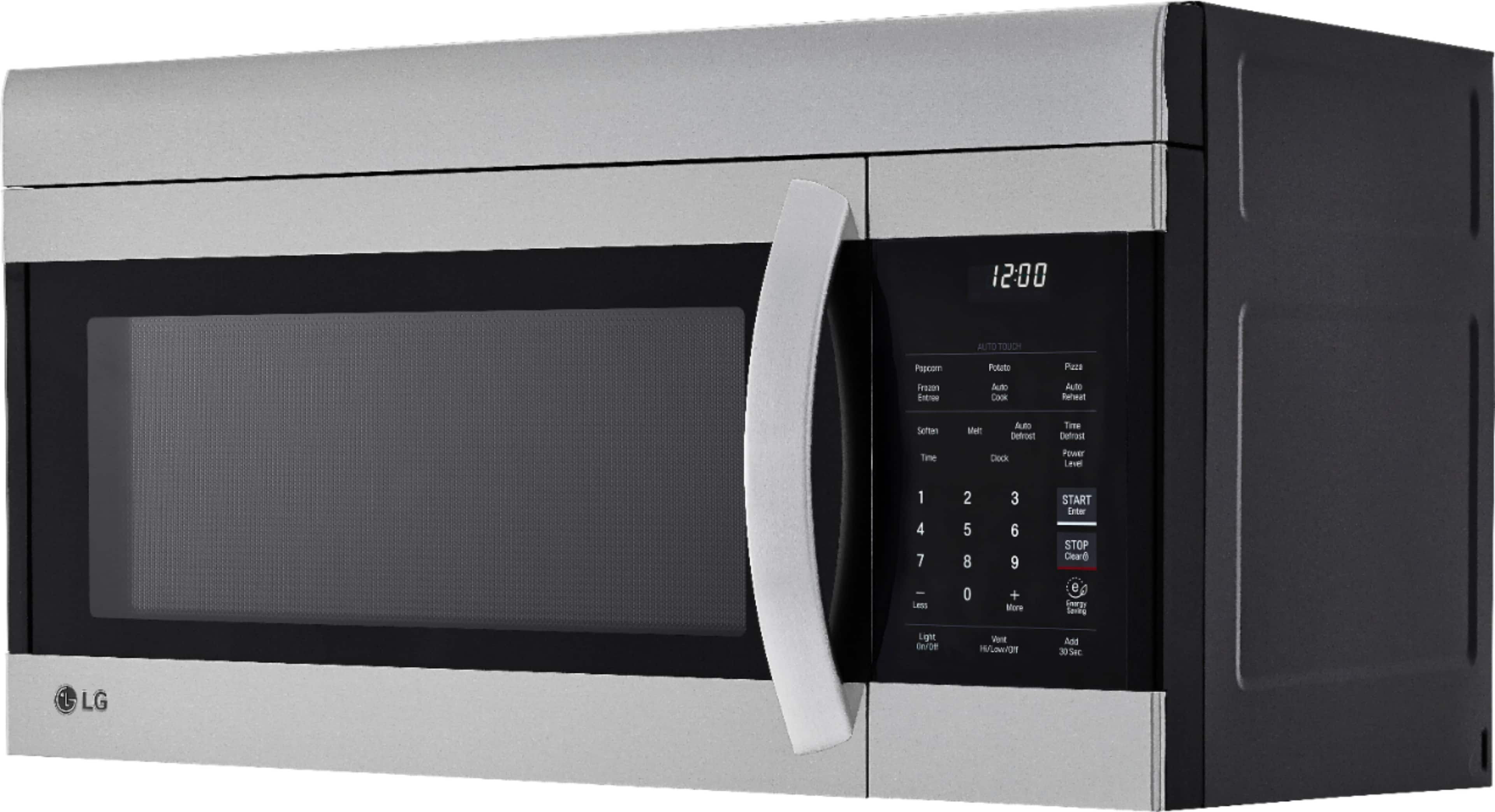 Left. LG - 1.7 Cu. Ft. Over-the-Range Microwave with EasyClean - Stainless Steel.