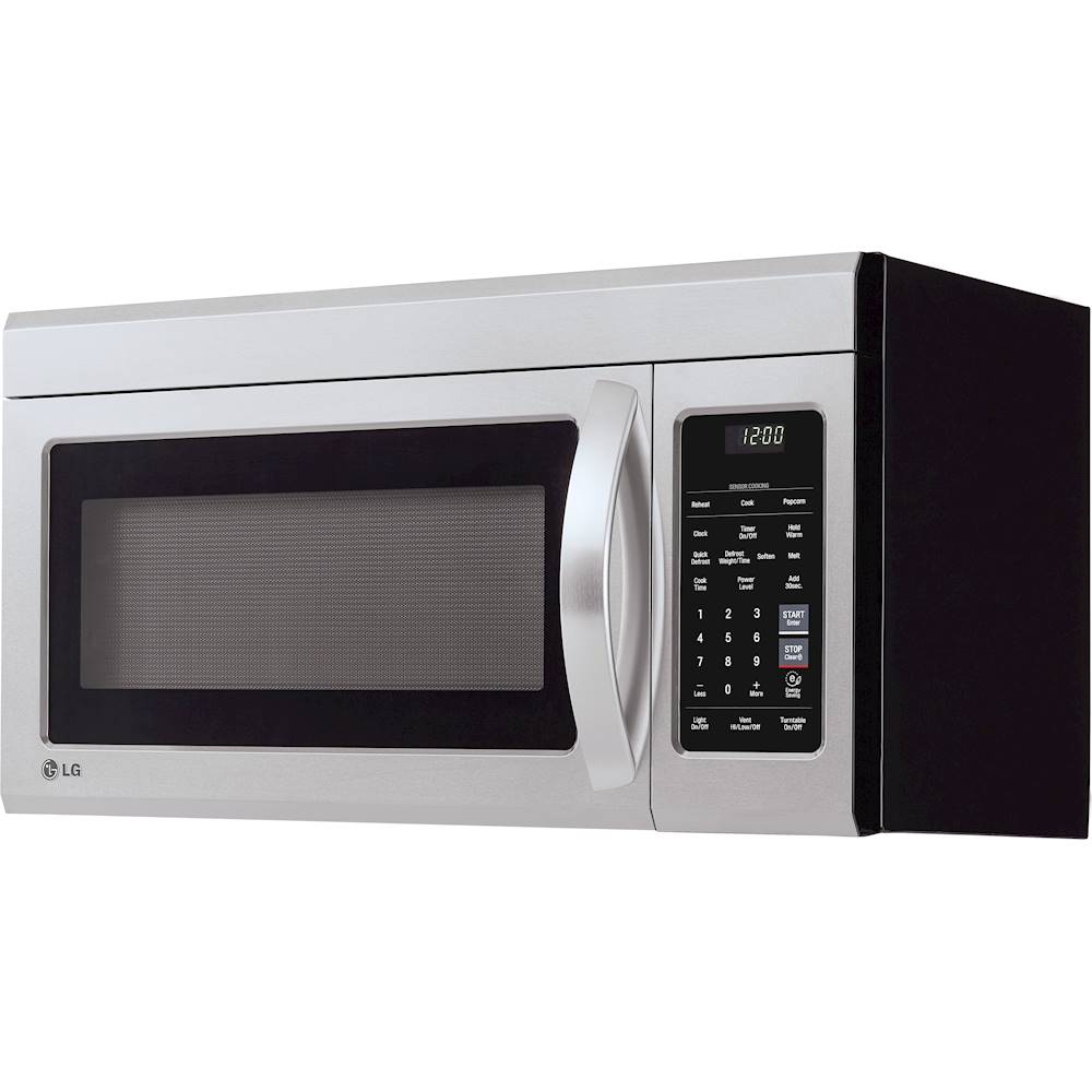 Left View: LG - 1.8 Cu. Ft. Over-the-Range Microwave with Sensor Cooking and EasyClean - Stainless steel