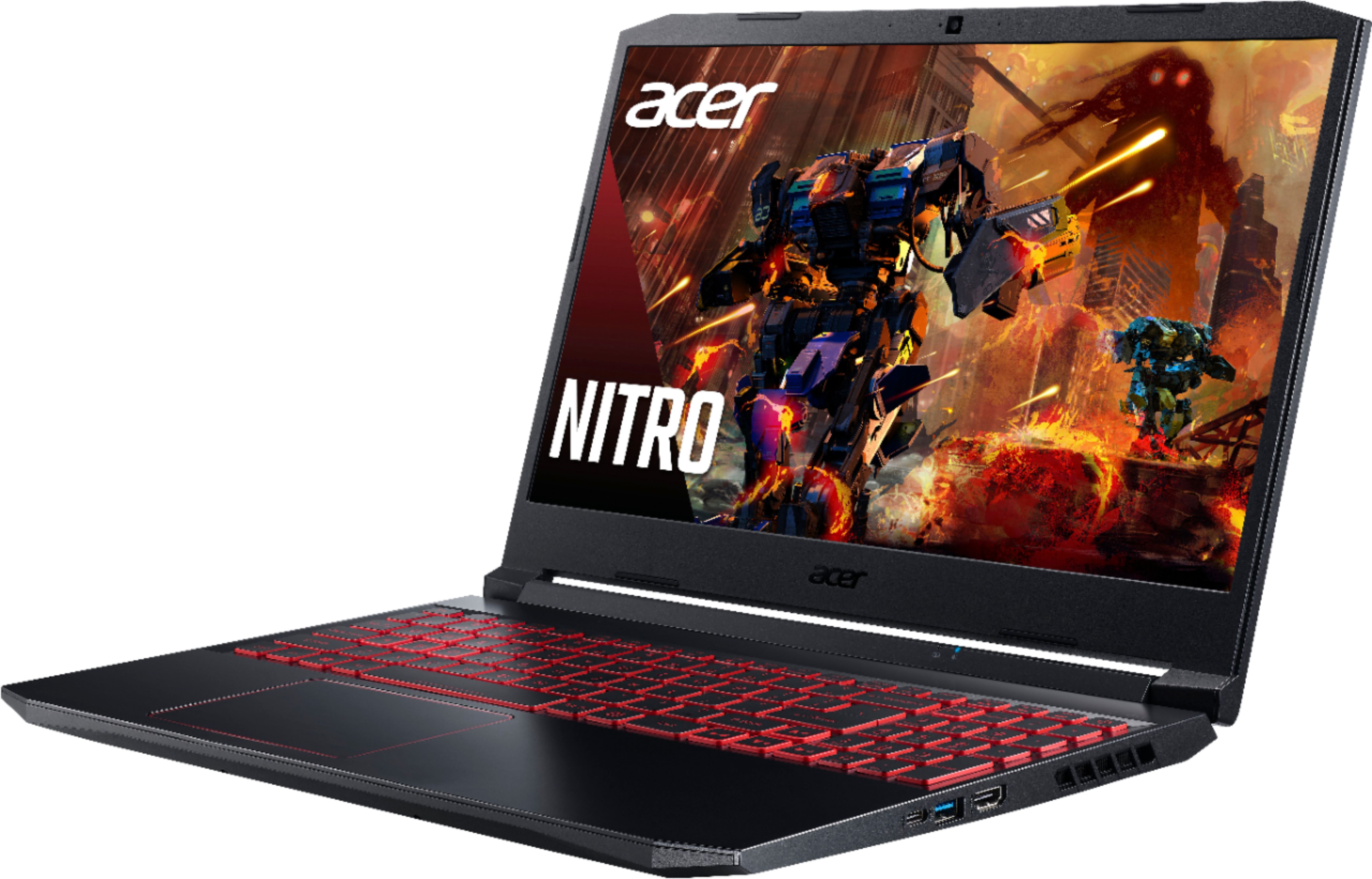 Left View: Acer - Nitro 5 15.6" Laptop - Intel Core i5 - 8GB Memory - NVIDIA GeForce GTX 1650 - 256GB SSD - Obsidian Black