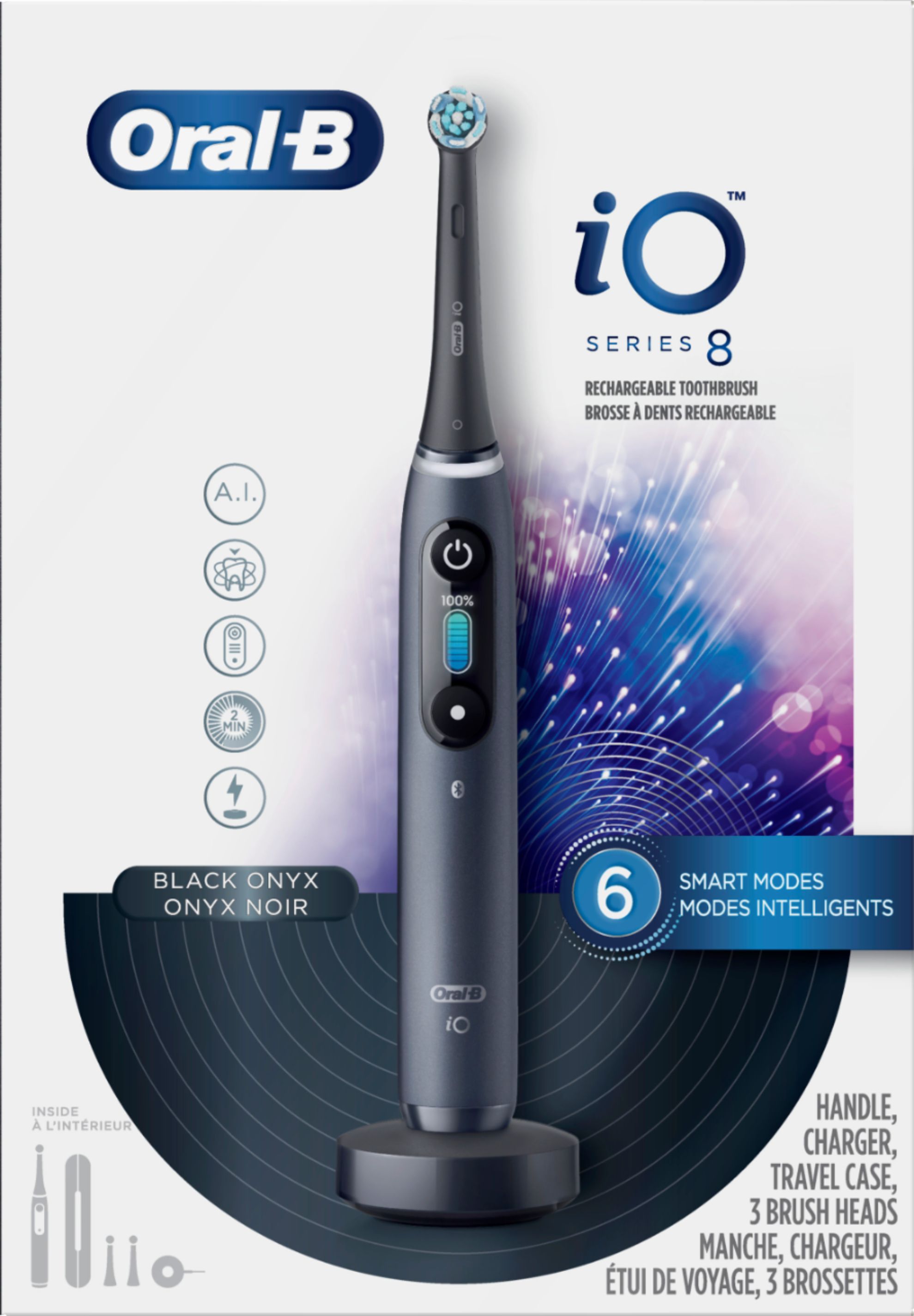 Angle View: Oral-B - iO Series 8 Connected Rechargeable Electric Toothbrush - Onyx Black