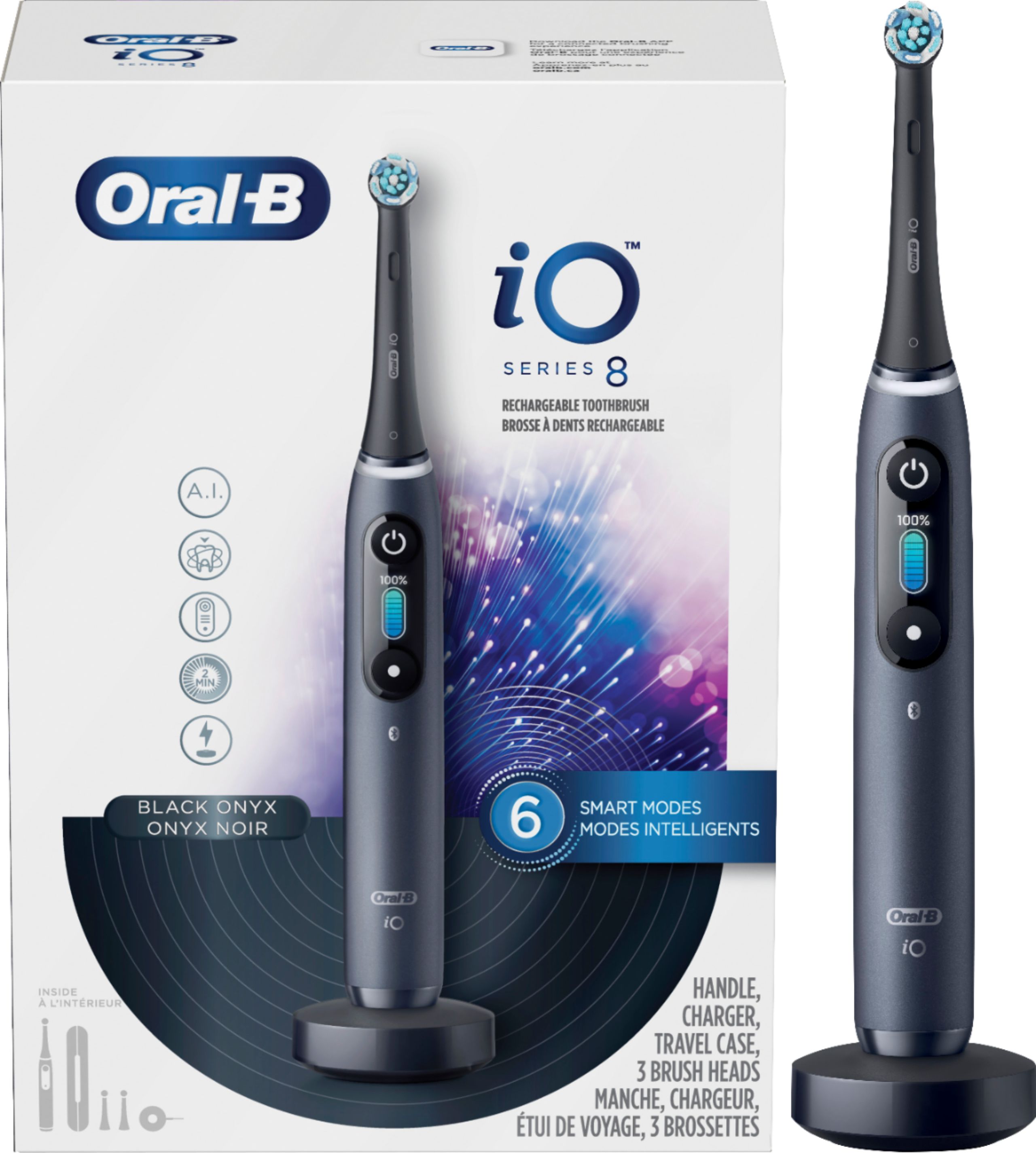 Left View: Oral-B - Genius Pro 8000 Connected Rechargeable Toothbrush - White