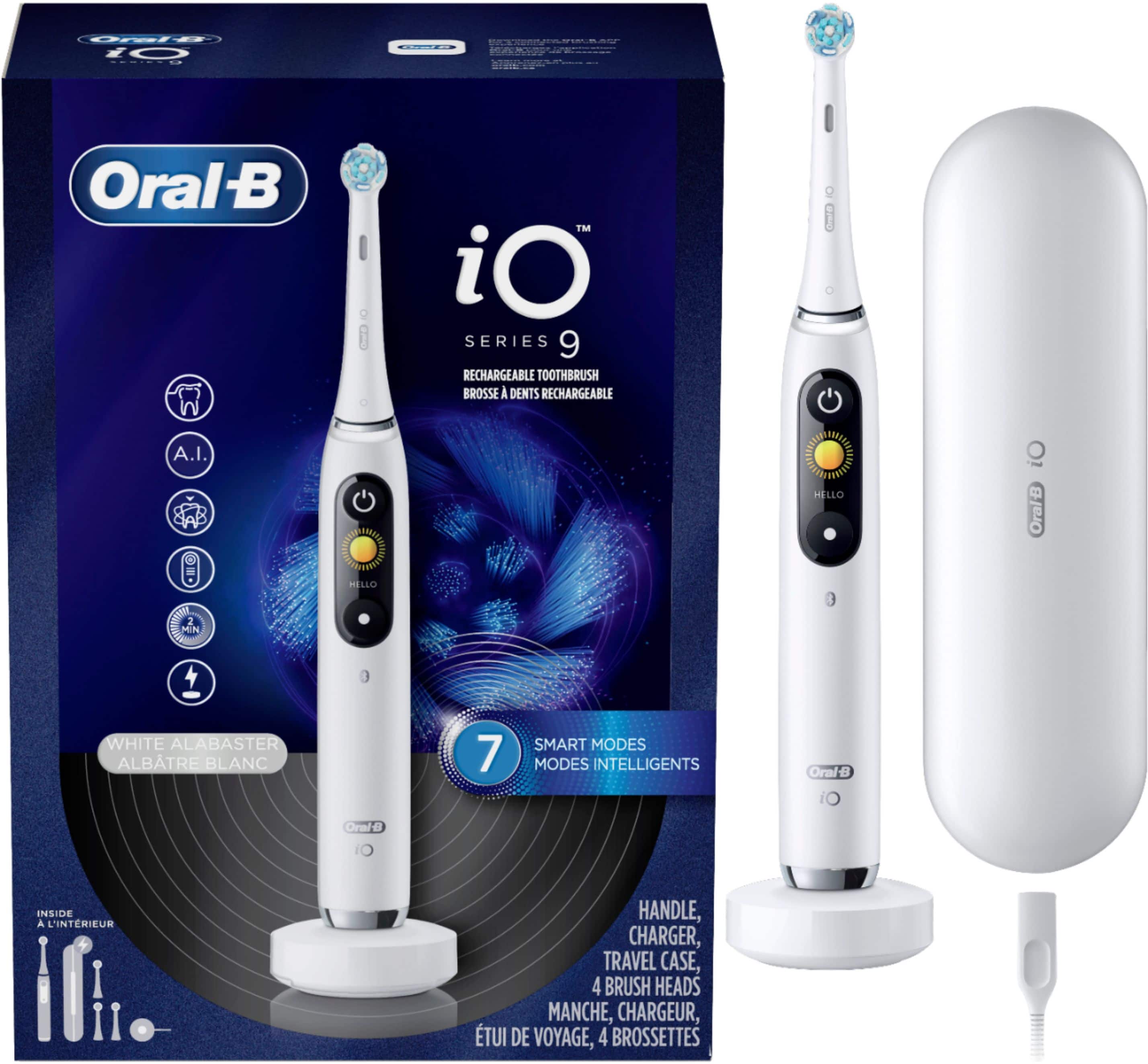 Alt View 11. Oral-B - iO Series 9 Connected Rechargeable Electric Toothbrush - White Alabaster.
