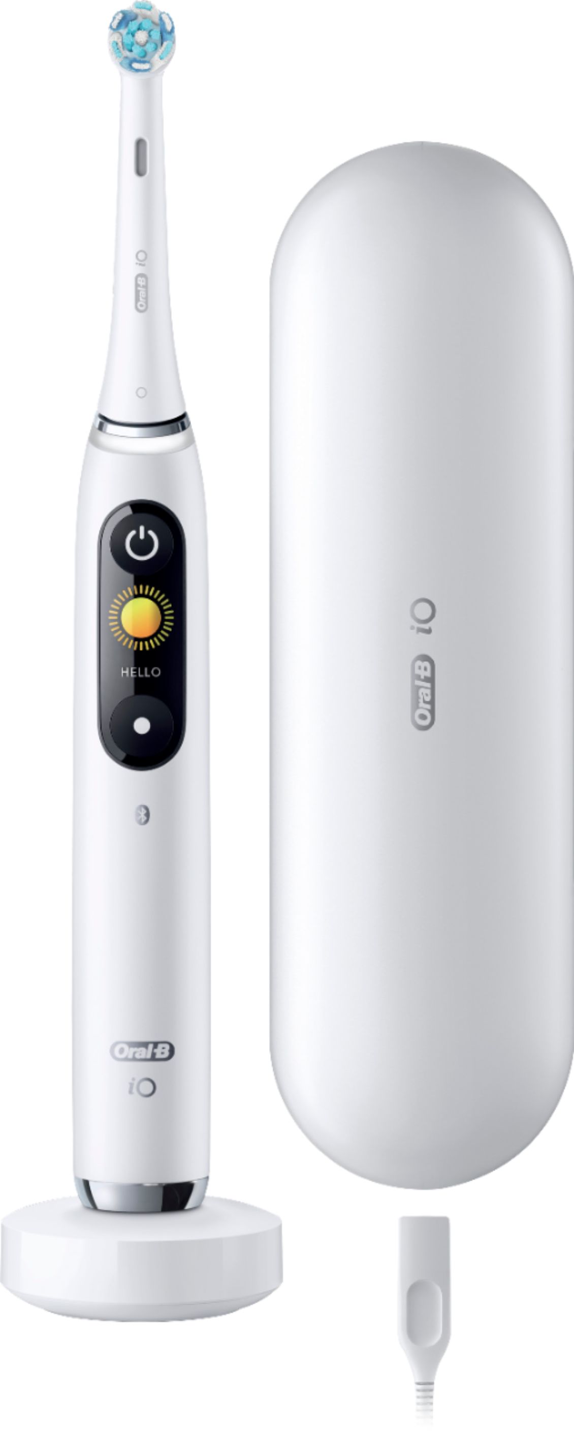 Left View: Oral-B - iO Series 9 Connected Rechargeable Electric Toothbrush - White Alabaster