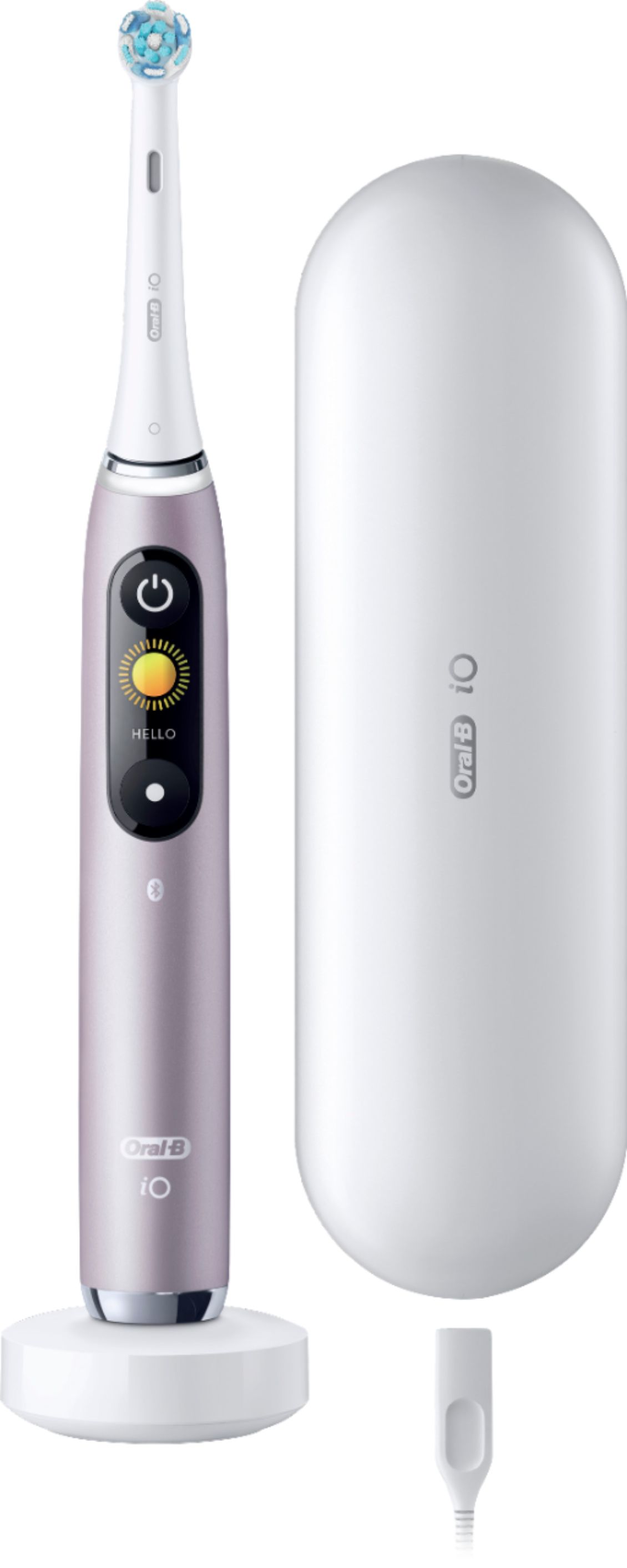 Left View: Oral-B - iO Series 9 Connected Rechargeable Electric Toothbrush - Rose Quartz
