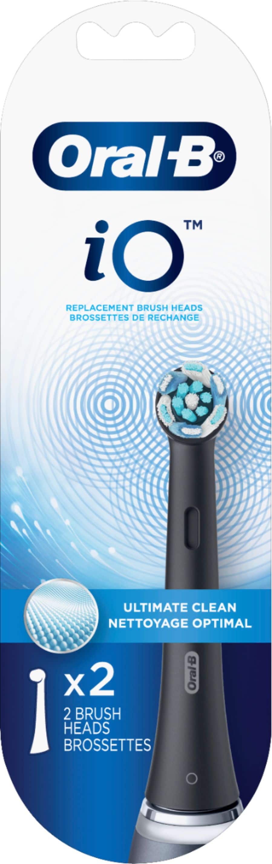 Angle. Oral-B - iO Series Ultimate Clean Replacement Brush Head for Oral-B iO Series Electric Toothbrushes (2-Count) - Black.