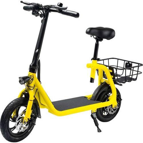 Phantom Bikes - Sit and Go C1 Foldable Electric Scooter w/15 mi Max Operating Range & 15.5 mph Max Speed - Yellow