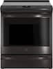 Front. GE Profile - 5.3 Cu. Ft. Slide-In Electric True Convection Range with Self-Steam Cleaning - Black Stainless Steel.