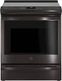 GE Profile - 30 in. Wide 5 Elements 5.3 Cu. Ft. Slide-In Electric True Convection Range with Self-Steam Cleaning - Black Stainless Steel