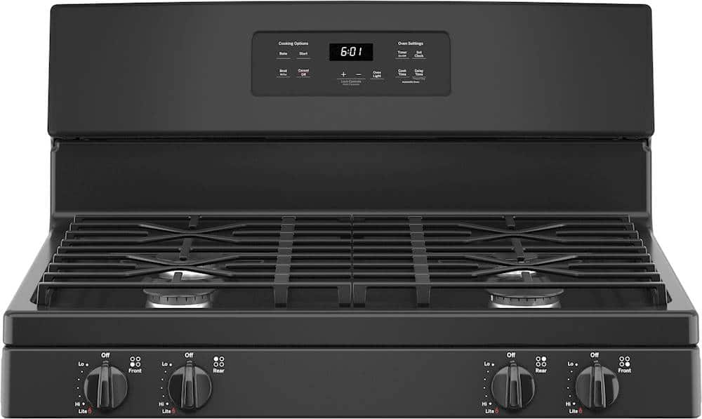 Alt View 1. GE - 4.8 Cu. Ft. Freestanding Gas Range - Black.
