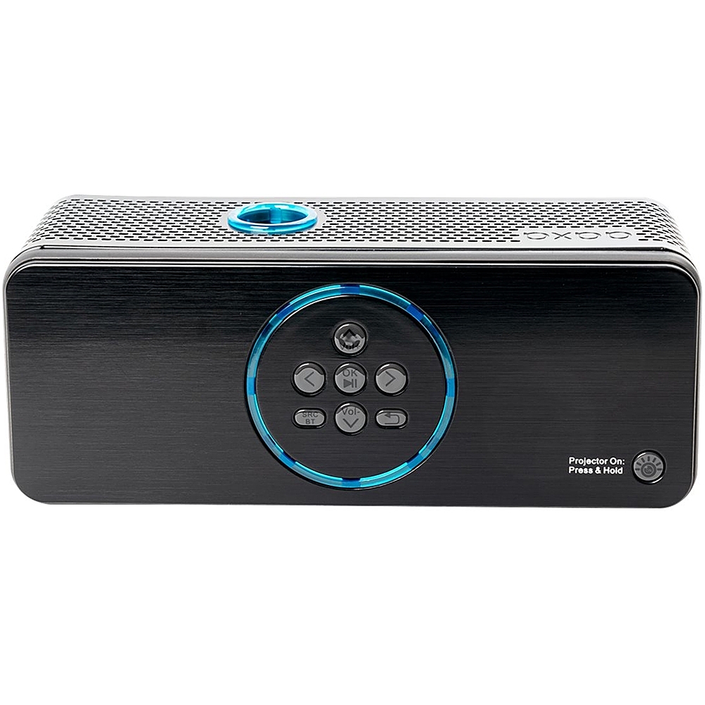 Back View: AAXA - BP1 Bluetooth Speaker Projector with Battery Power Bank, BT 5.0, 12W Speaker, 6 Hour Projection or 24 Hour Playtime - Space Gray