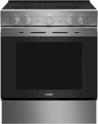 Haier - 5.7 Cu. Ft. Slide-In Electric Convection Range with Steam Cleaning, Built-In Wi-Fi, and No-Preheat Air Fry - Stainless steel - Front_Zoom