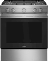 Haier - 5.6 Cu. Ft. Slide-In Gas Convection Range with Self-Steam Cleaning and No-Preheat Air Fry - Stainless steel - Front_Zoom