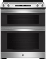 GE - 6.6 Cu. Ft. Slide-In Double Oven Electric True Convection Range with Self-Steam Cleaning and No-Preheat Air Fry - Stainless Steel - Front_Zoom