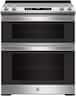 GE - 30" Wide 5 Elements 6.6 Cu. Ft. Slide-In Double Oven Electric True Convection Range w/ Self-Steam Cleaning and Air Fry - Stainless Steel
