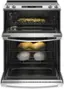Alt View 2. GE - 6.6 Cu. Ft. Slide-In Double Oven Electric True Convection Range with Self-Steam Cleaning and No-Preheat Air Fry - Stainless Steel.