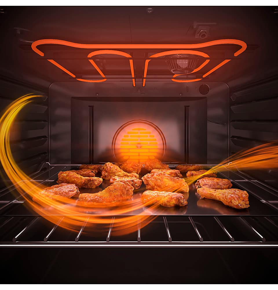 Alt View 19. GE - 6.6 Cu. Ft. Slide-In Double Oven Electric True Convection Range with Self-Steam Cleaning and No-Preheat Air Fry - Stainless Steel.