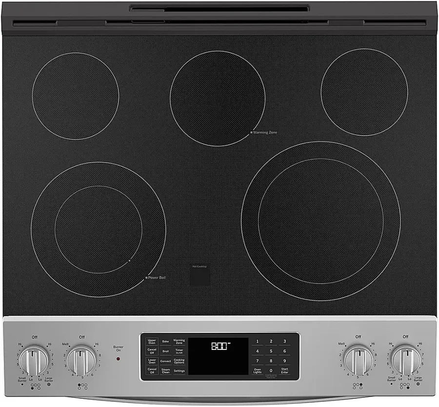 Alt View 20. GE - 6.6 Cu. Ft. Slide-In Double Oven Electric True Convection Range with Self-Steam Cleaning and No-Preheat Air Fry - Stainless Steel.