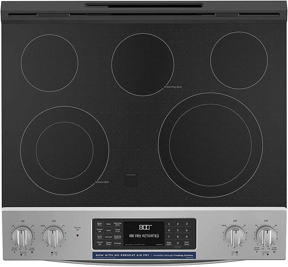 GE Profile 30 in. 6.6 cu. ft. Smart Air Fry Convection Double Oven  Freestanding Electric Range with 5 Radiant Burners - Black with Stainless  Steel