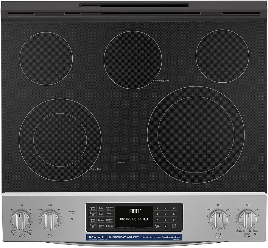 Alt View 21. GE - 6.6 Cu. Ft. Slide-In Double Oven Electric True Convection Range with Self-Steam Cleaning and No-Preheat Air Fry - Stainless Steel.