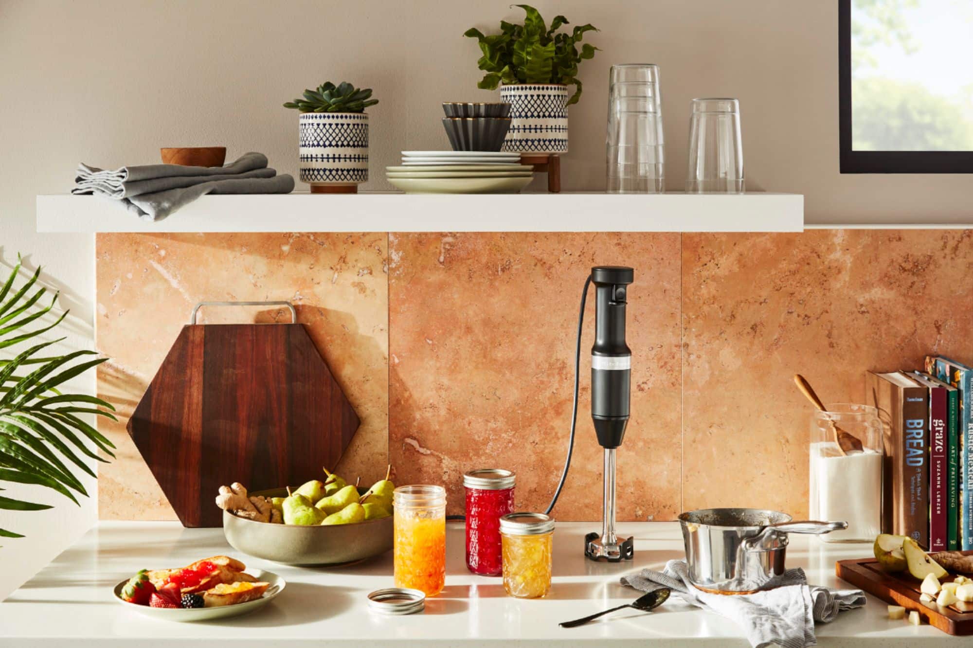 Alt View 2. KitchenAid - Corded Variable-Speed Immersion Blender in Black Matte with Blending Jar - Black.