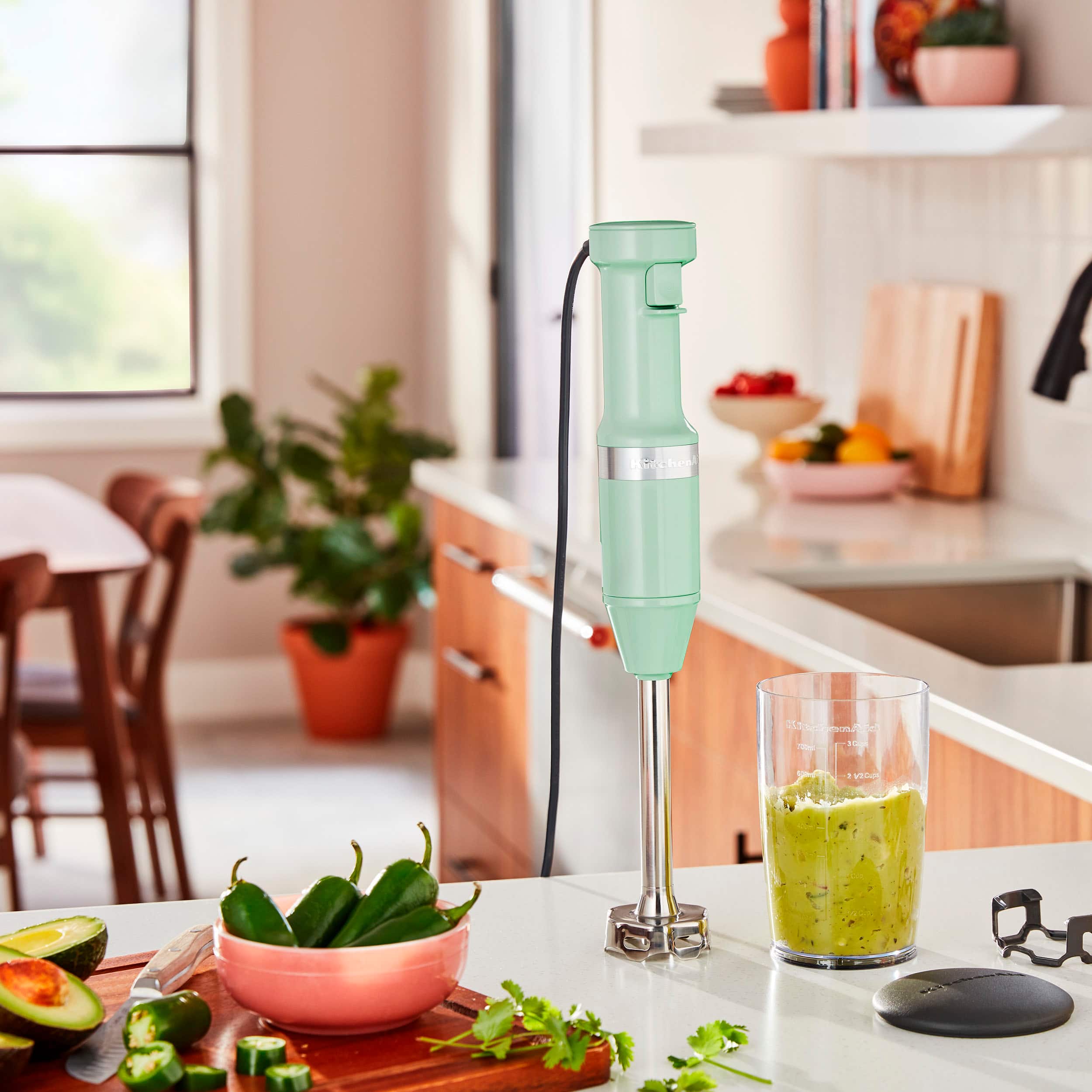 Alt View 1. KitchenAid - Corded Variable-Speed Immersion Blender in Pistachio with Blending Jar - Green.