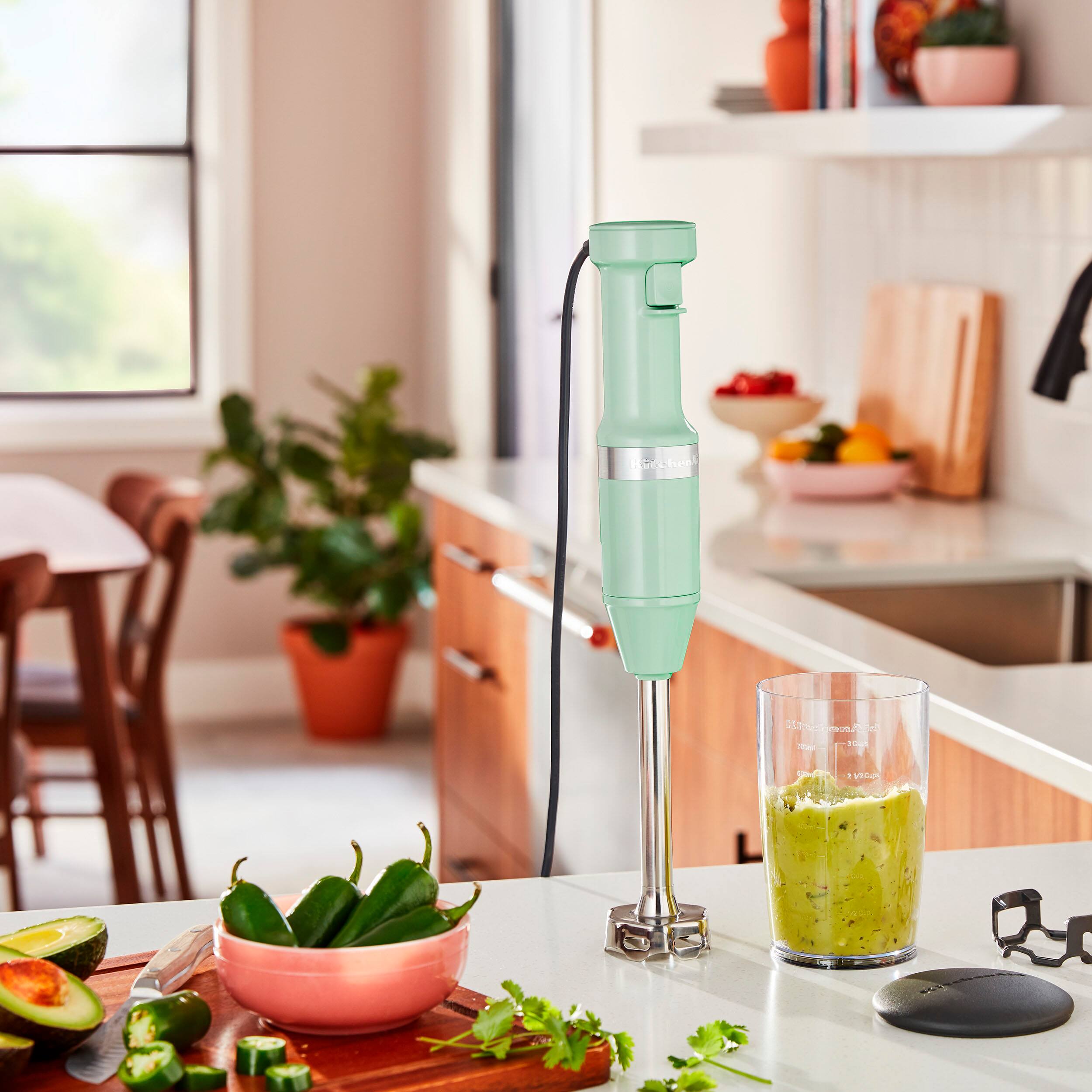 Alt View 1. KitchenAid - Corded Variable-Speed Immersion Blender in Pistachio with Blending Jar - Green.