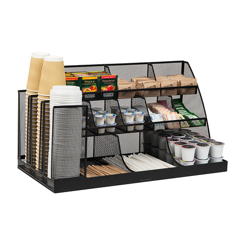 Mind Reader - 14-Compartment 3-Tier Large Breakroom Condiment Organizer - Black Metal Mesh was $79.99 now $51.99 (35.0% off)