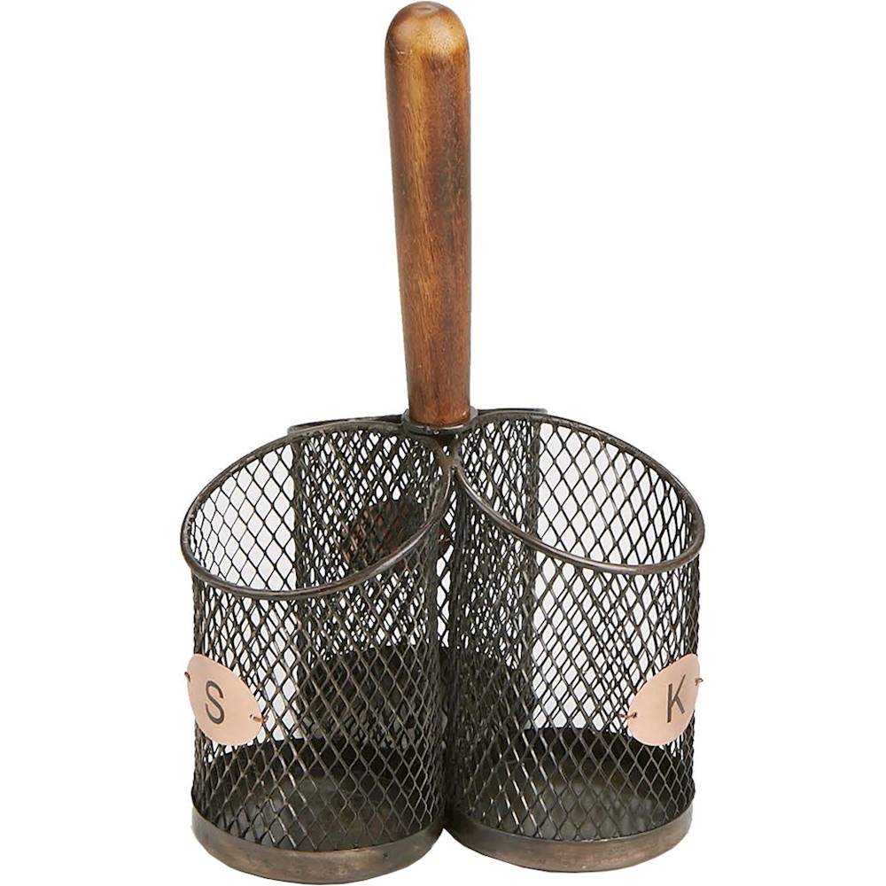Angle View: Mind Reader - 3-Section Utensil Holder - Brown